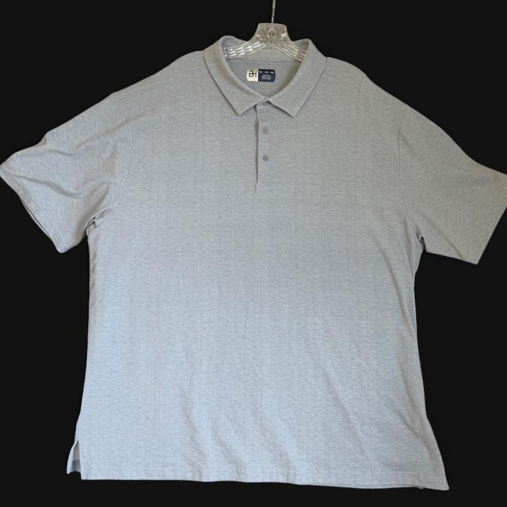 3XL Ben Hogan Mens Short Sleeve Golf Polo Shirt Light Blue Geometric Printed